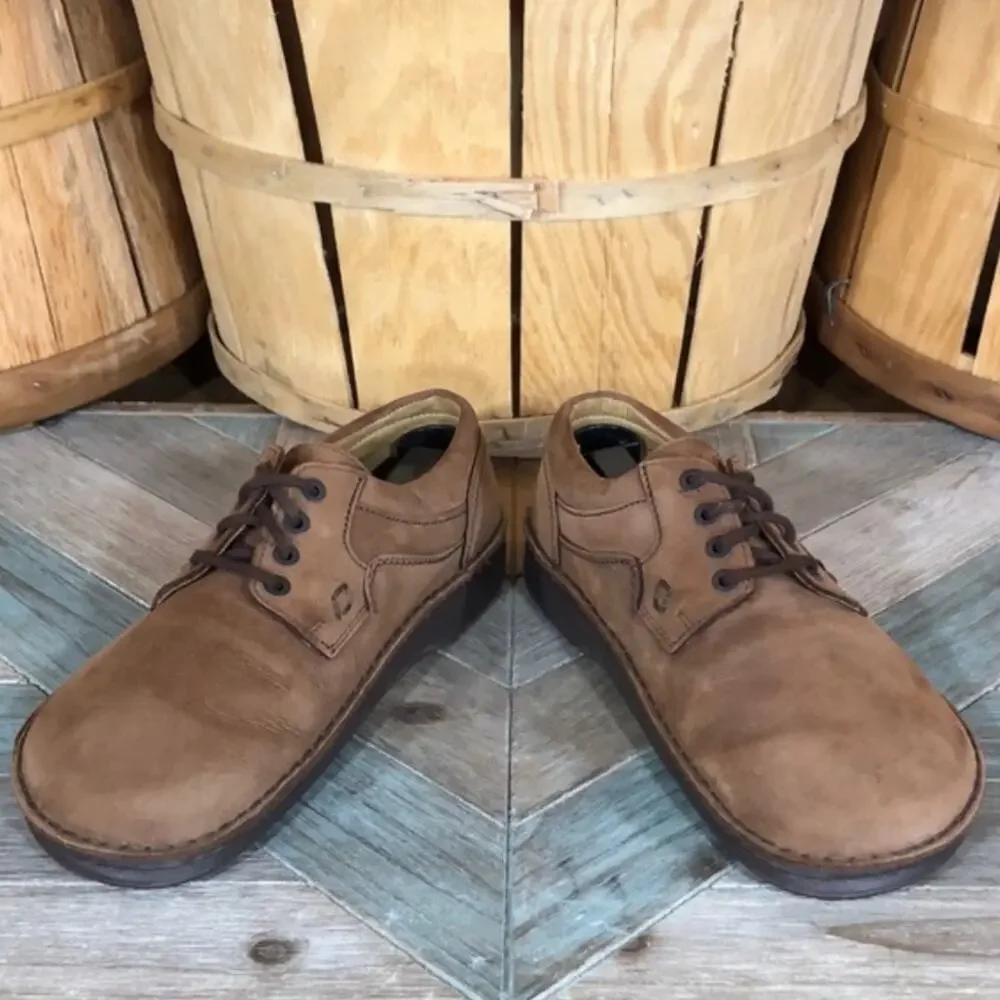 Birkenstock Memphis 4-Eye Tan Brown Nubuck Lace-Up Comfort Oxfords Mens Size 8